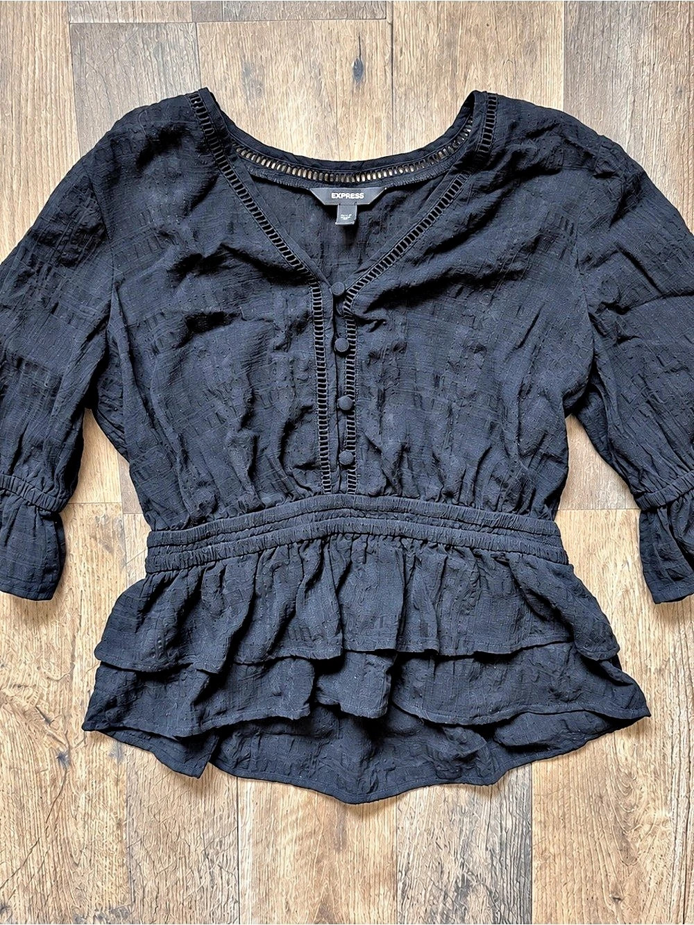 Express Black Ruffle Sleeve Blouse Size Small